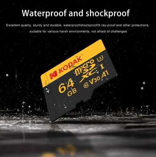 Карта памяти c адаптером micro SDXC KODAK 64GB UHS-I U3 V30 A1