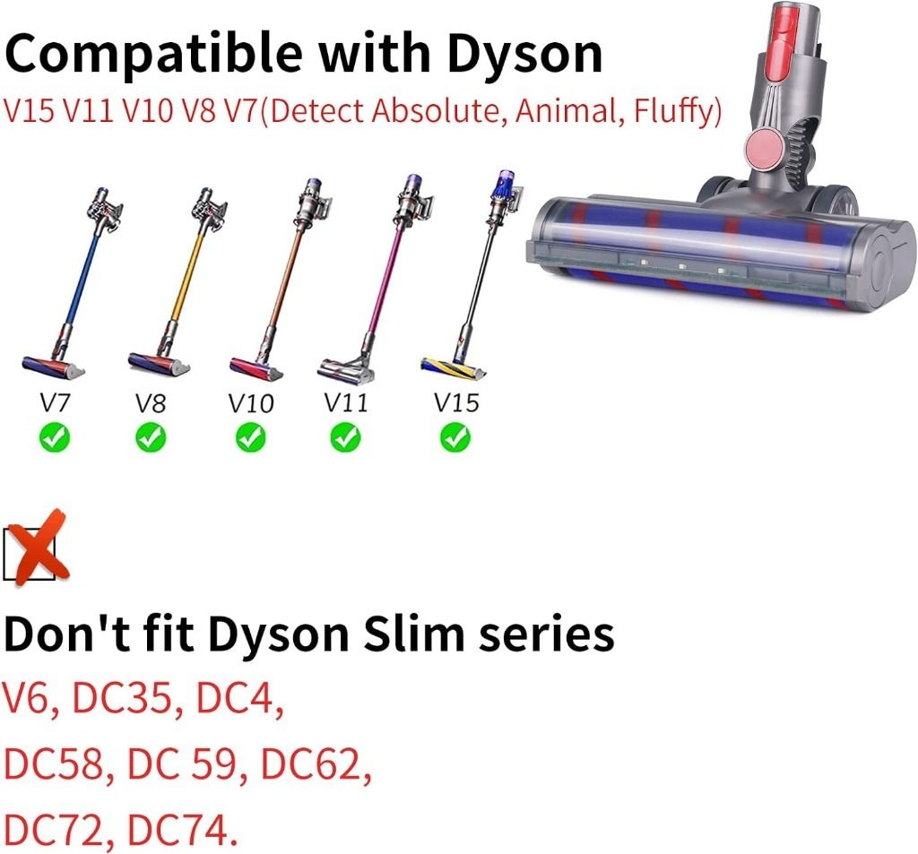 Turboszczotka LED do DYSON V7 V8 V10 V11 V15 ELEKTROSZCZOTKA