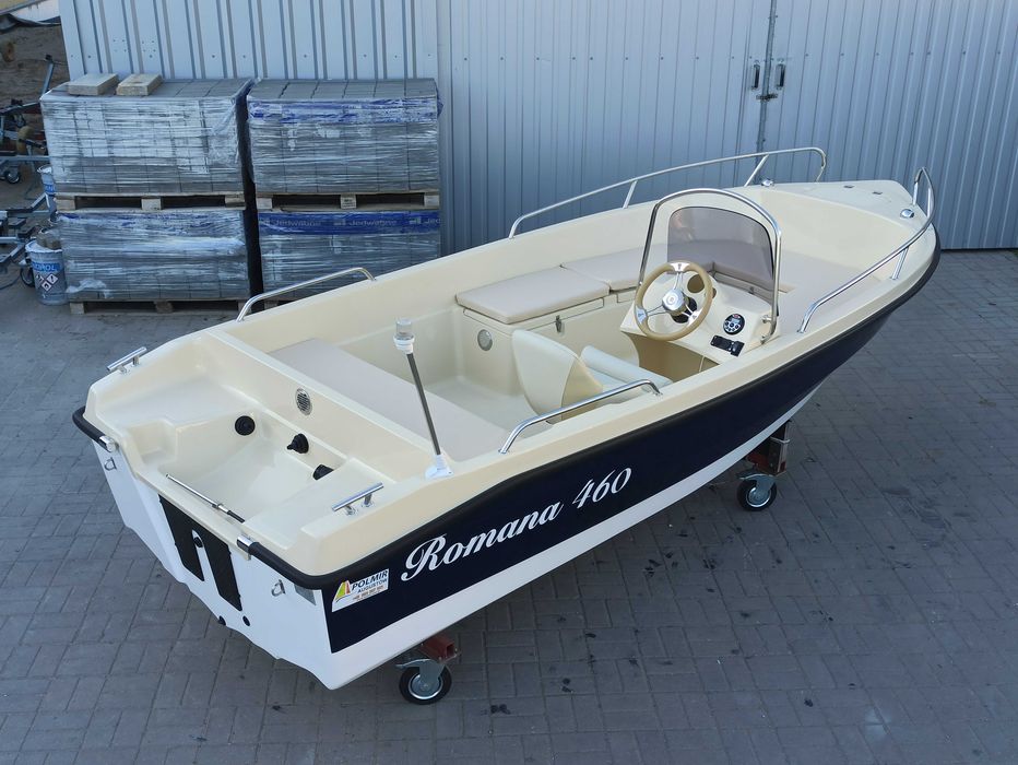 Turystyczna łódź motorowa Romana 460 LUXUS fotel, radio, oświetlenie