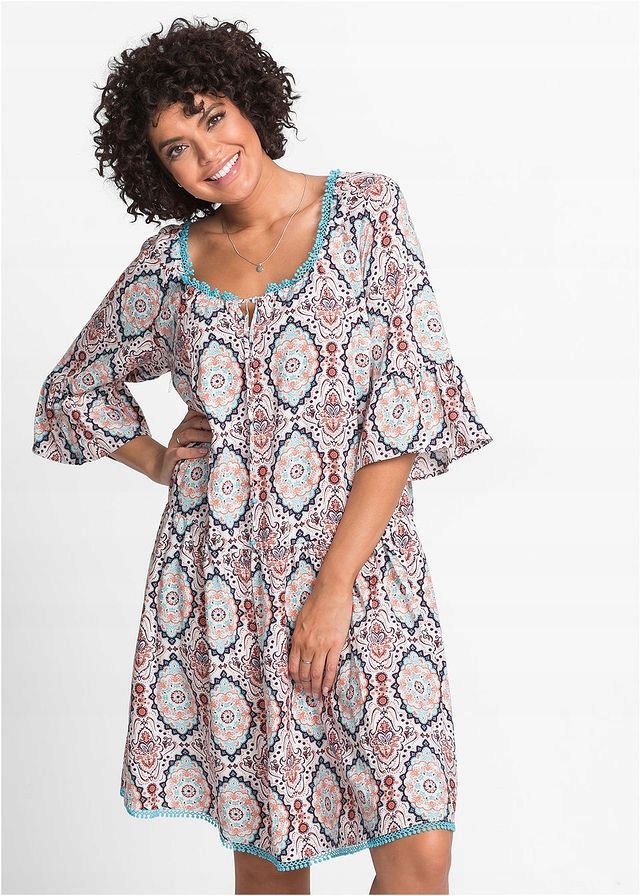 B.P.C boho sukienka carmen z nadrukiem r.42