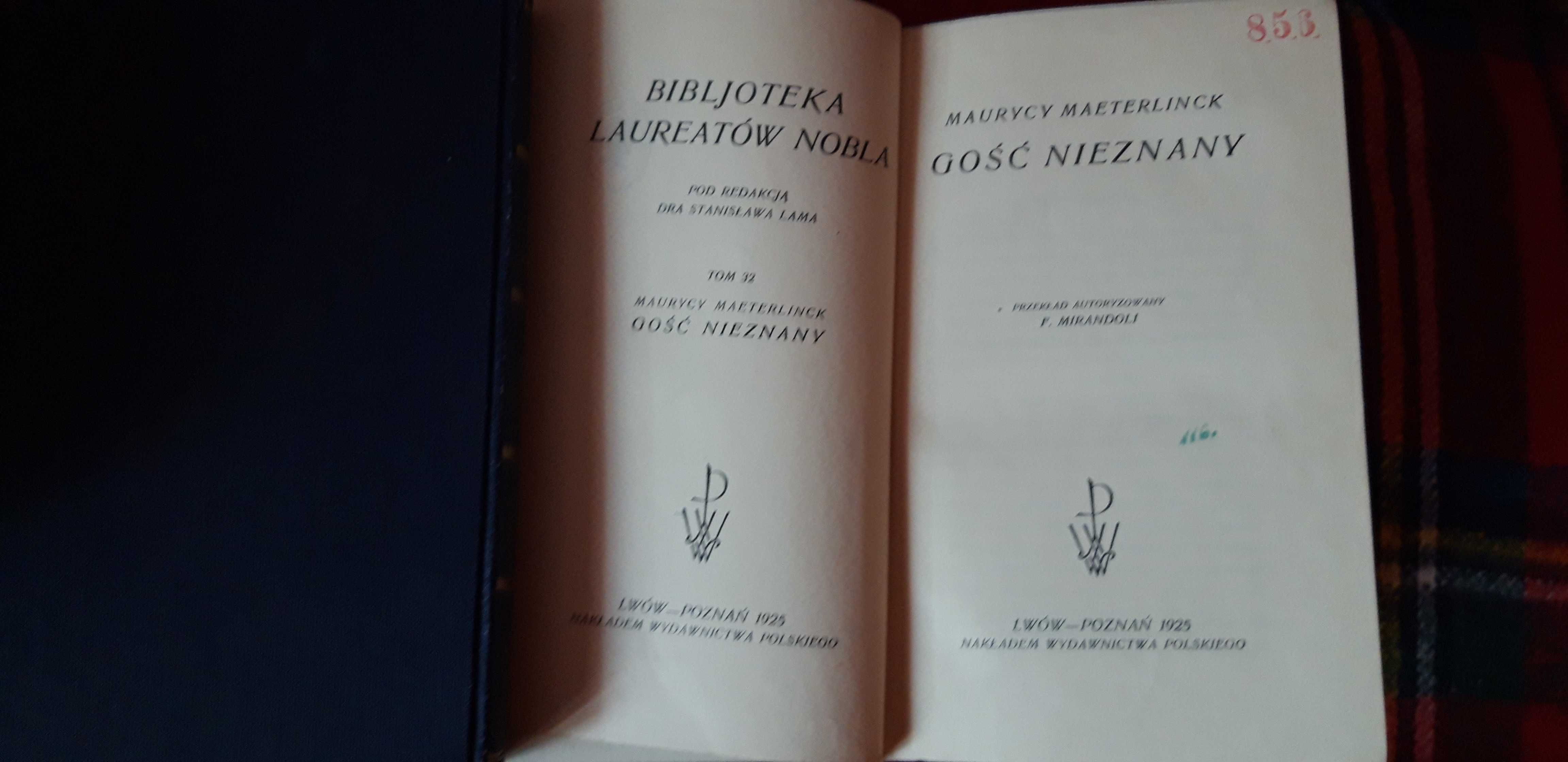 7  tomów BIBLIOTEKI LAUREATÓW NOBLA w oryg. granatowych oprawach, cudo