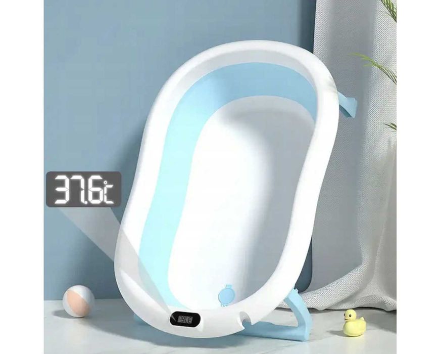 Wanienka Dla Dzieci Niemowląt Składana z Termometrem LCD i Poduszką