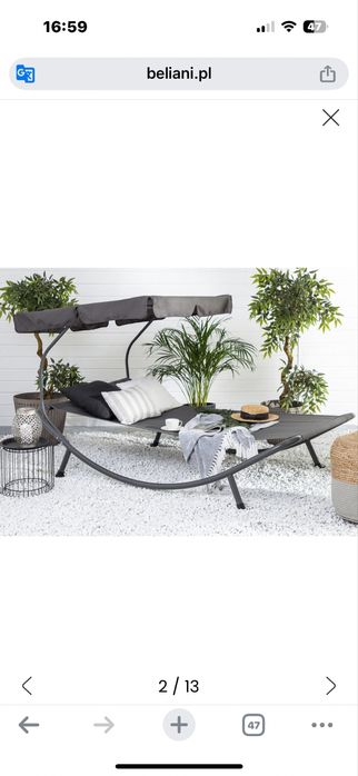 Leżak ogrodowy z daszkuem. Nowy