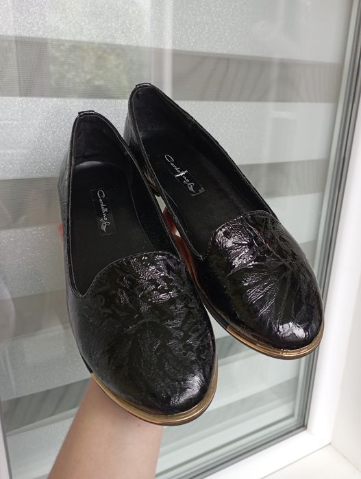 Лофери жіночі лак + натуральна шкіра