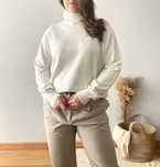 Sweter biały klasyczny basic elegancki golf cienki z wiskozy 44 XXL