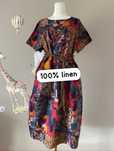 Lniana nowa sukienka midi boho hippie wygodna sukienka letnia z lnu