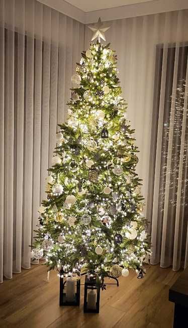 Sztuczna Choinka 220 cm PE Silikonowe Gałązki Choinka Jak Żywa Premium