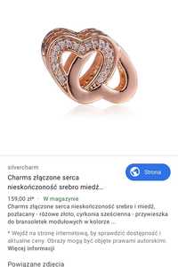 Charms Pandora rose złączone serca