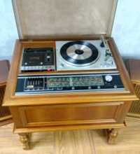 Retro,  kombo Philips, gramofon, odtwarzacz kasetowy, radio 1980