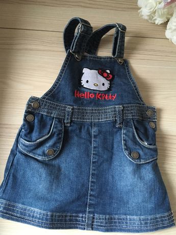 r. 74 h&m Hello Kitty sukienka ogrodniczki dżins dżinsowa