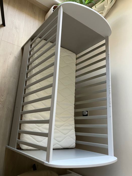 Łóżeczko drewniane 160x80cm z materacem DOBRANOCKA