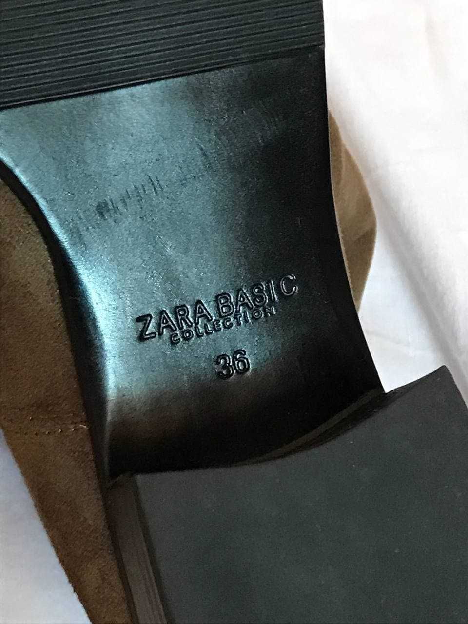 сапоги-ботинки замшевые  Zara (basic collection) высокие