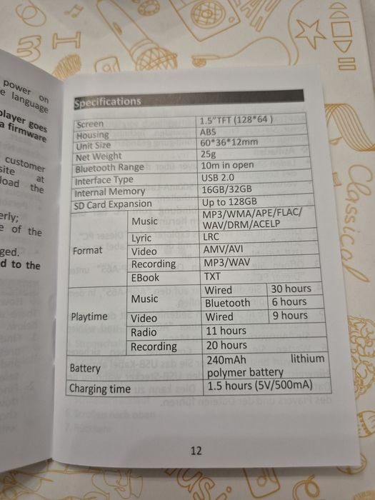 Odtwarzacz MP3 Agptek bluetooth