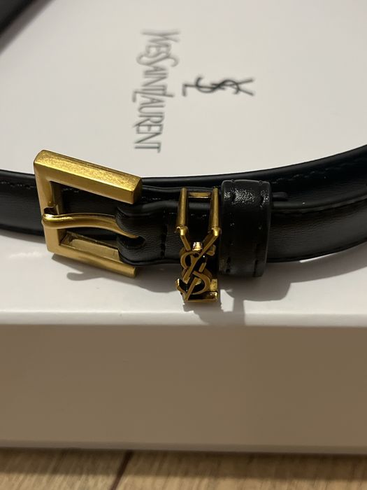Pasek czarny, YSL, skorzany, zlote elementy, nowy