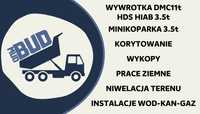 Minikoparka 3,5t Wywrotka DMC 11t HDS Prace ziemne, koparka