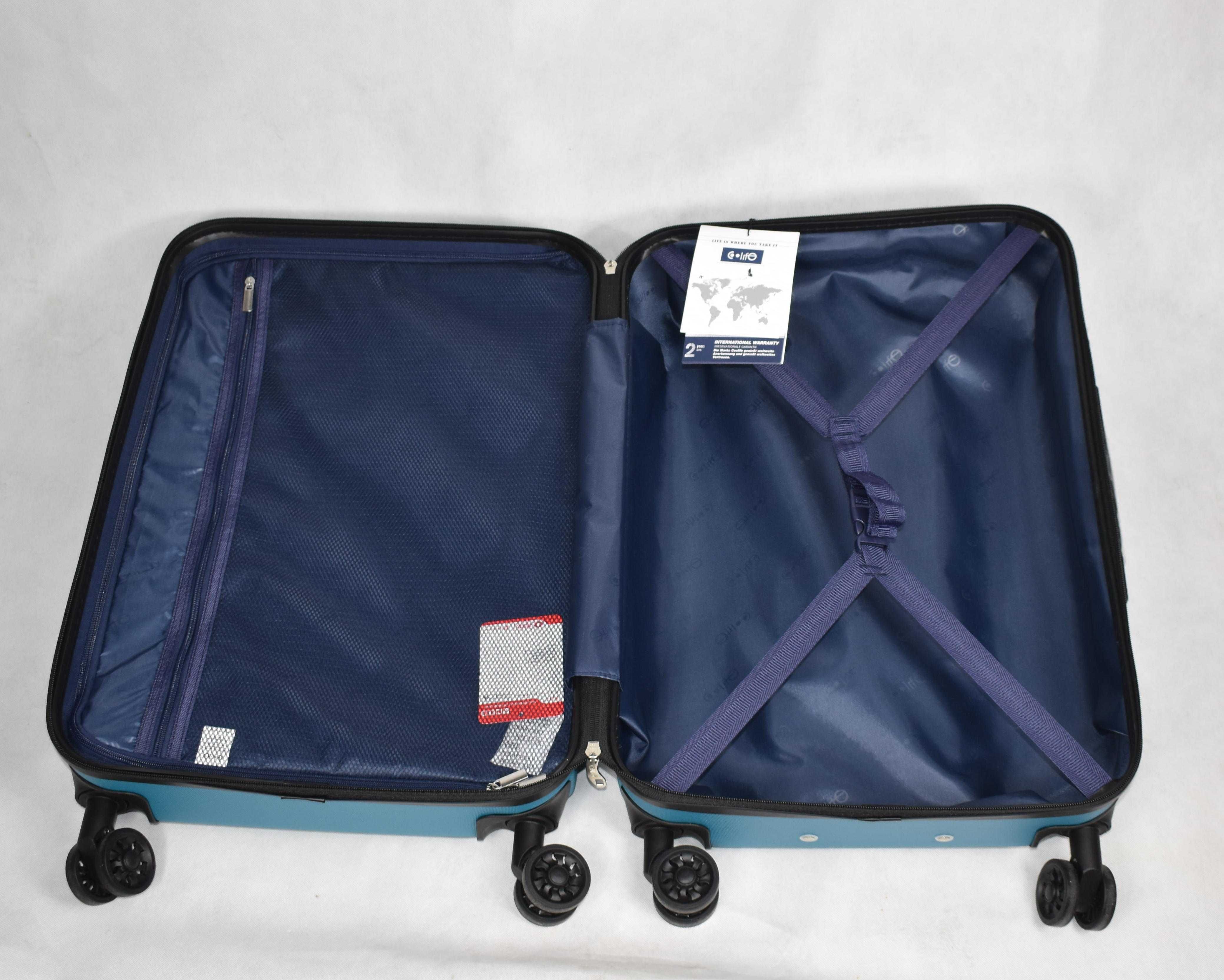 COOLIFE Walizka podróżna z twardą obudową 67x 45x25 cm 60 L turkusowa