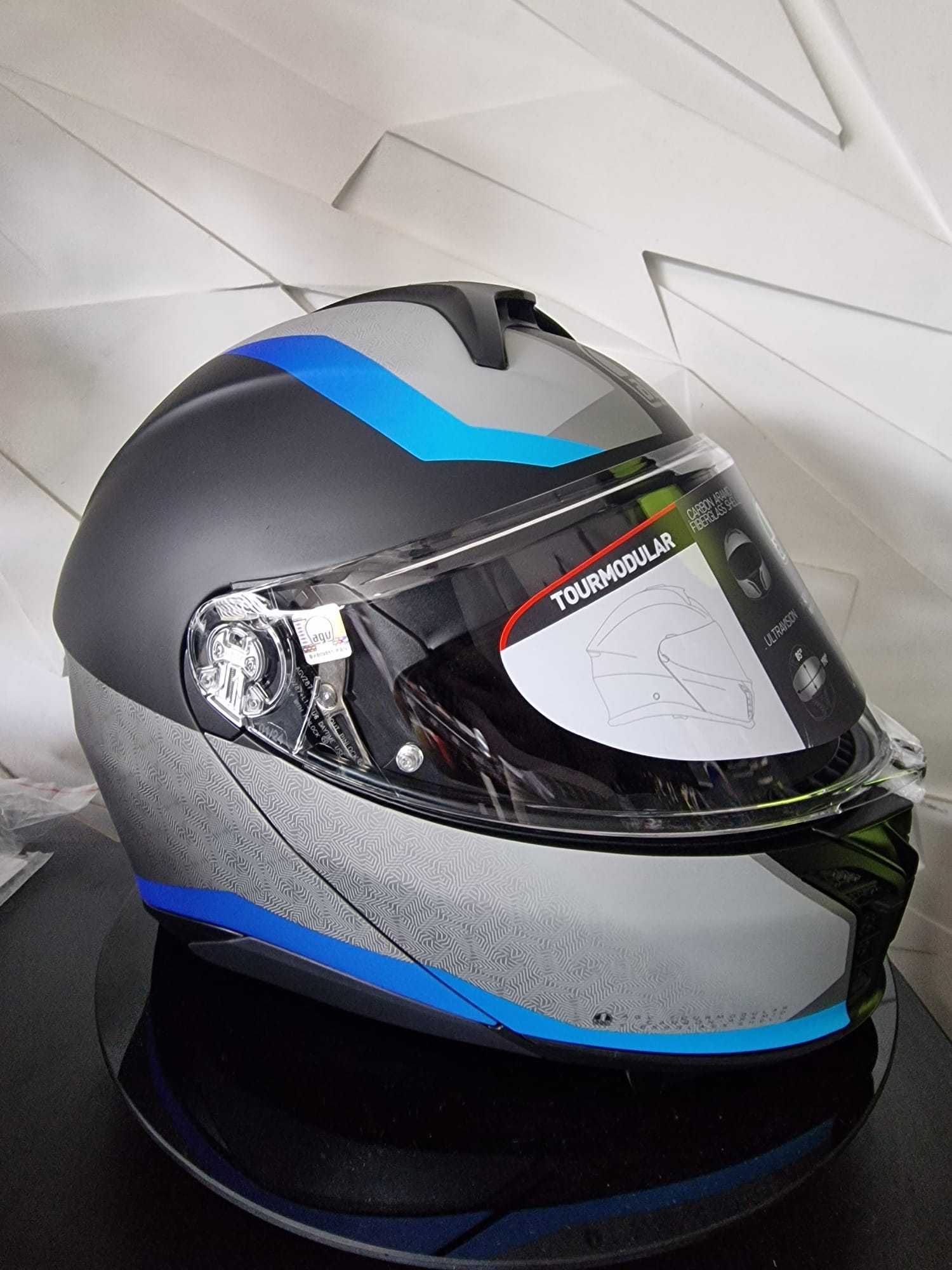 Kask motocyklowy szczękowy AGV TOURMODULAR Stray Matt Black/Grey/Blue