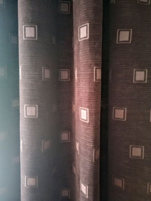 Zasłony z czekoladowej szenili + lambrekin marki  Dunelm
