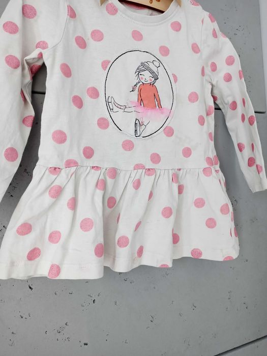 Bluzka dla dziewczynki na długi rękaw r.92 kropeczki