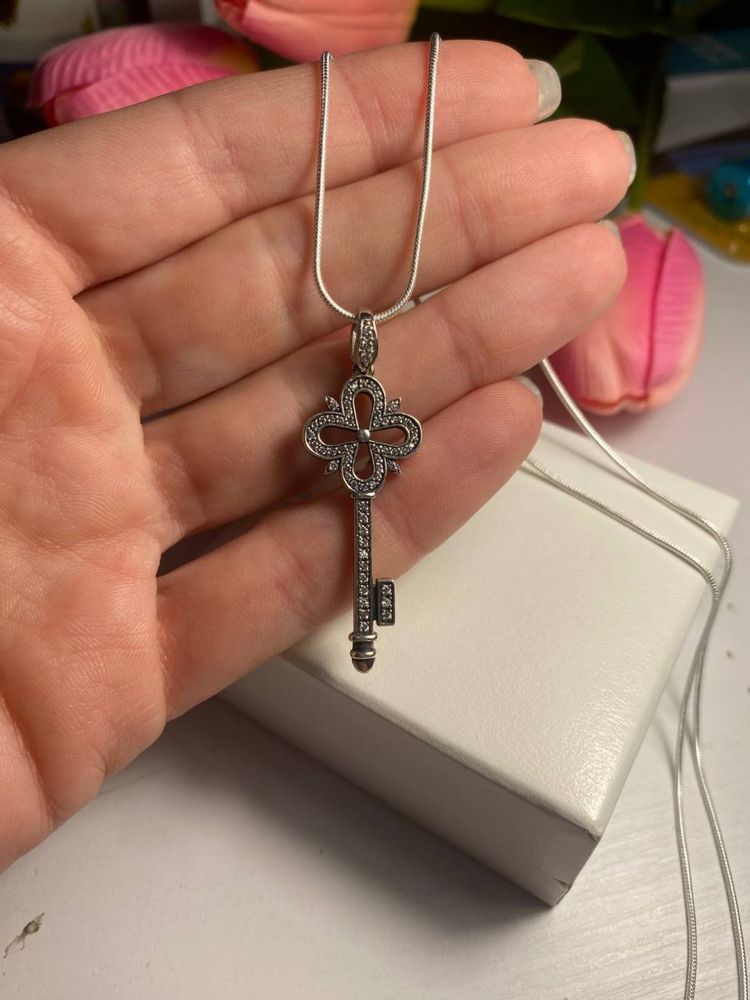 Подвеска цепочка цепочка серебро 925 Ключ подарок кулон стиль Tiffany