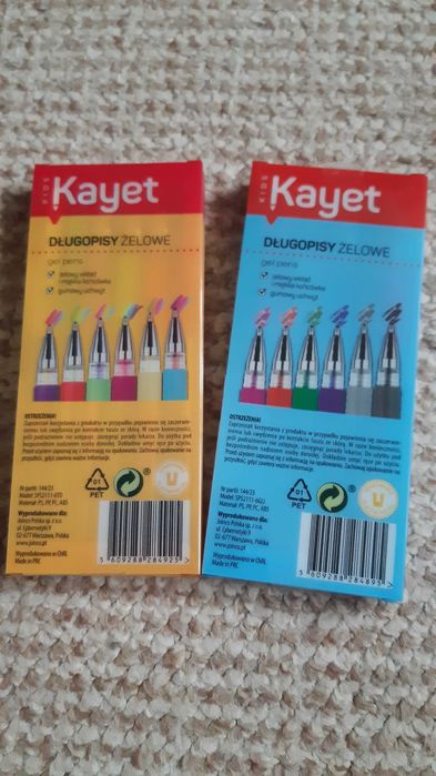Nowe długopisy żelowe brokatowe i tęczowe 12 kolorów Kayet