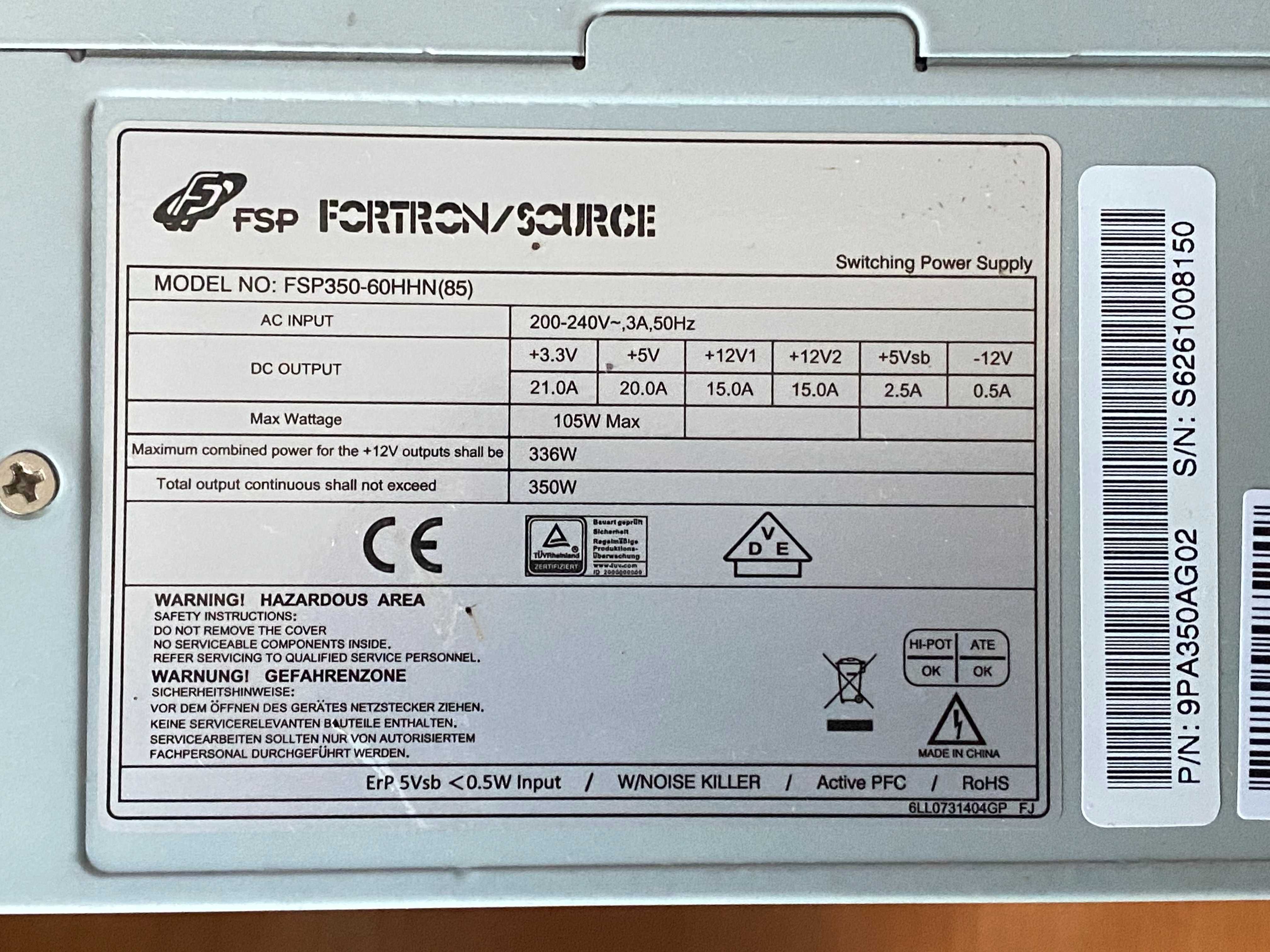 Блок Живлення 350W FSP350-60HHN FORTRON/SOURCE