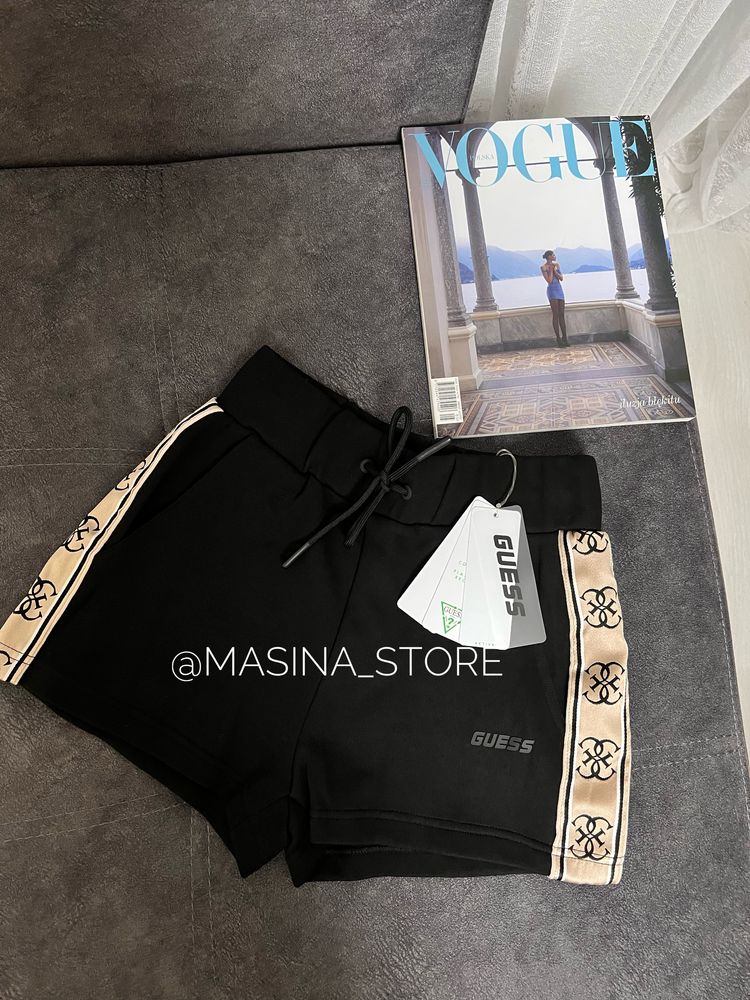 Костюм комплект Guess XS чорний оригінал Гесс футболка шорти