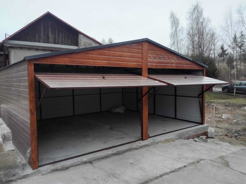 Garaż blaszany 6x5 dach dwuspadowy, drewnopodobny, garaże 6x6,5x5,4x6,