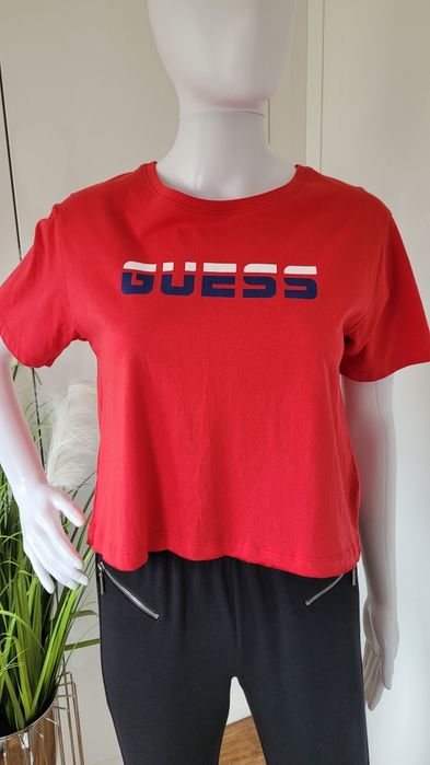 T-shirt damski krótki corp top czerwony Guess S/M