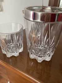 Conjunto Balde Gelo e 5 copos Cristal Whisky