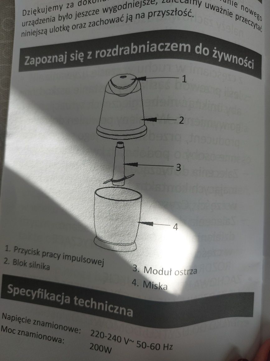 Mikser ręczny rozdrabniacz