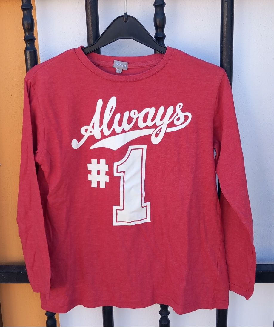 Blusa de manga comprida vermelha, tamanho 11-12anos da Basics 5€