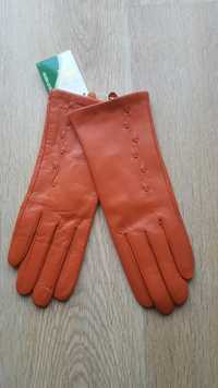 Rude rękawiczki damskie z naturalnej skóry