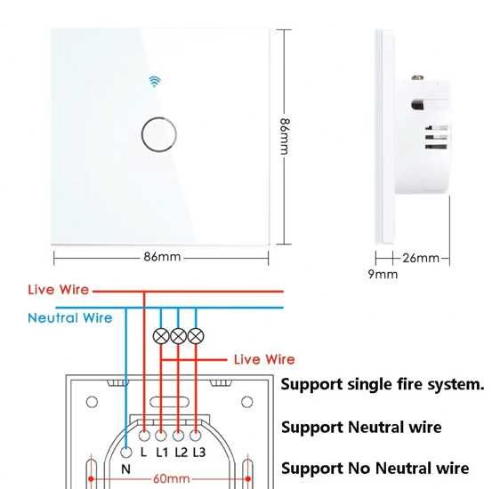 Włącznik do światła - dotykowy - WiFi - podwójny - TUYA - NOWY - 7szt