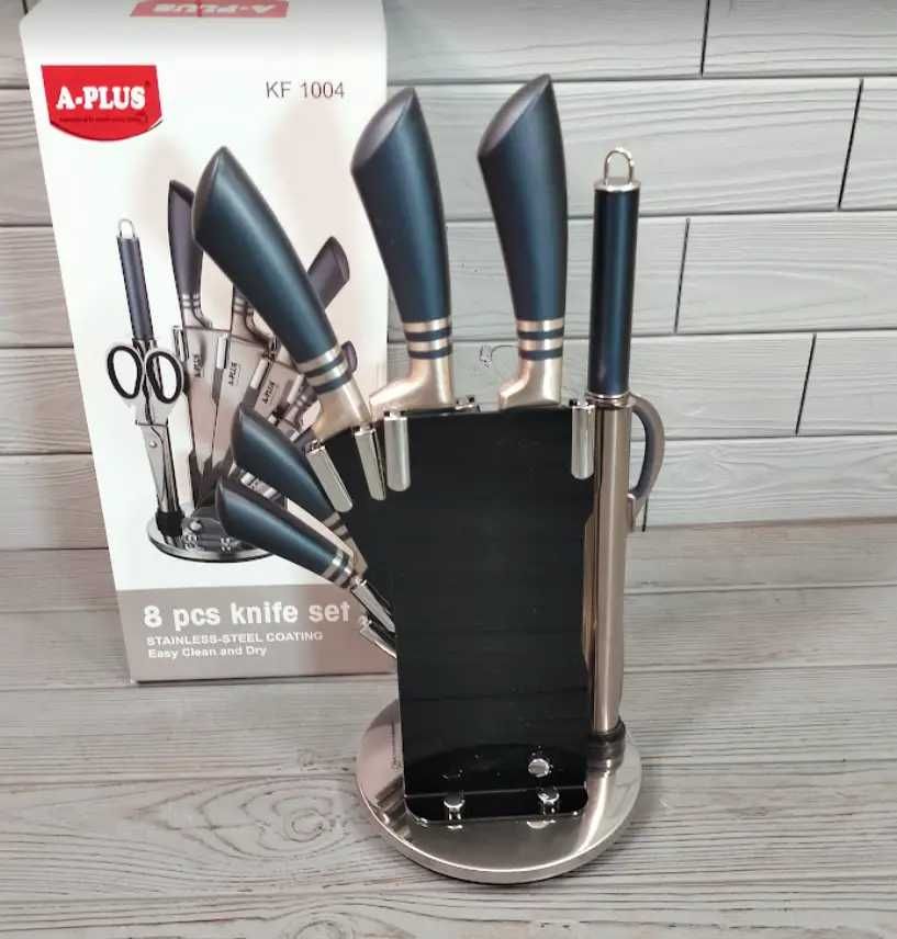 Набор ножей A-Plus KF-1004.  Набір кухонних ножів A-Plus на підставці
