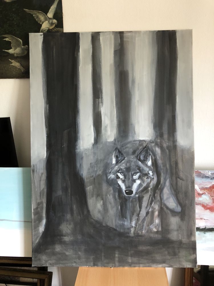 Obraz Wilk / 100x70 cm / akryl na płótnie