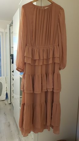 Długa sukienka H&M antyczny róż L jak NOWA