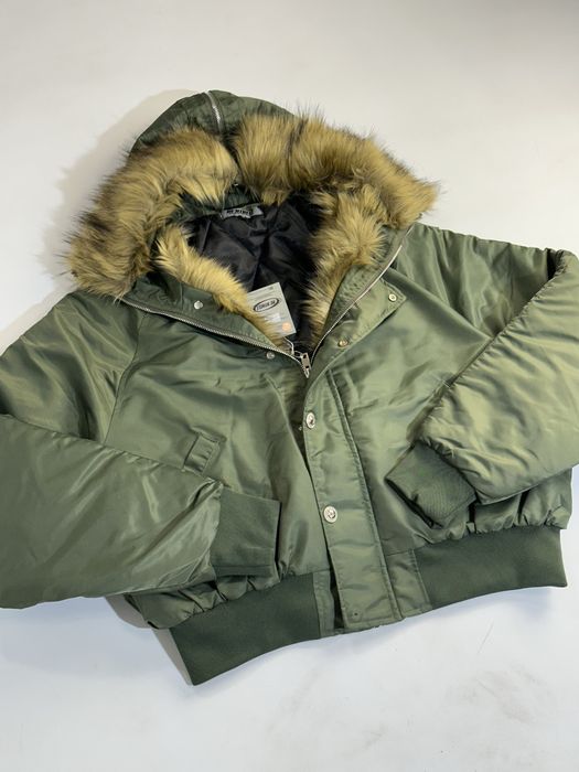 MA-1 бомбер дутый с мехом куртка alpha industries хаки зелений мех fur