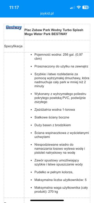 Plac Zabaw Park Wodny Turbo Splash Mega Water Park BESTWAY