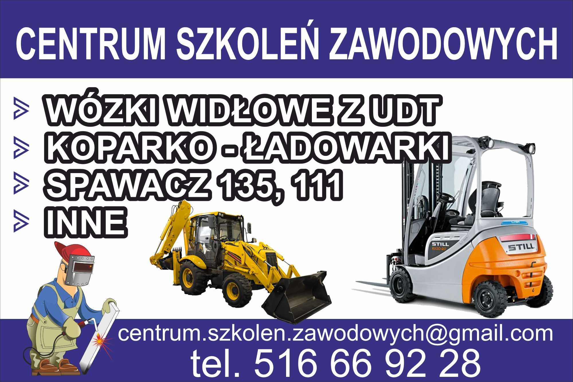 kurs wózki widłowe, UDT, TDT, kontenerowe, suwnice, podesty,