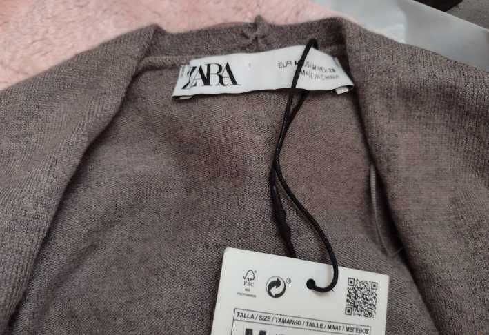 (38/M) ZARA/ Długi Sweter z Madrytu, płaszcz dzianinowy, NOWY