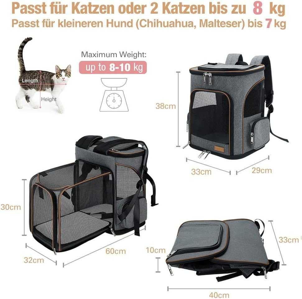 Rozszerzalny plecak dla kota, psa, składany plecak transportowy spm70