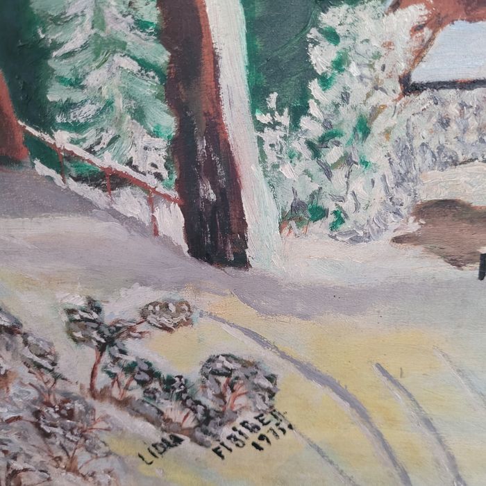 Obraz zimy sygnowany 1975 rok