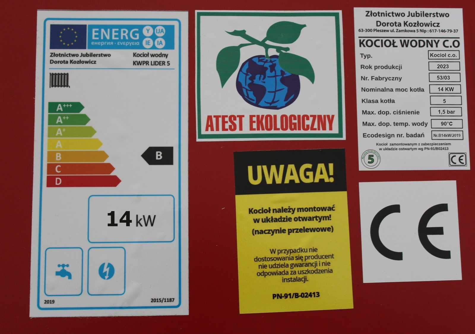 KOTŁY 14 kW do 160m2 Kocioł z PODAJNIKIEM Piec na EKOGROSZEK