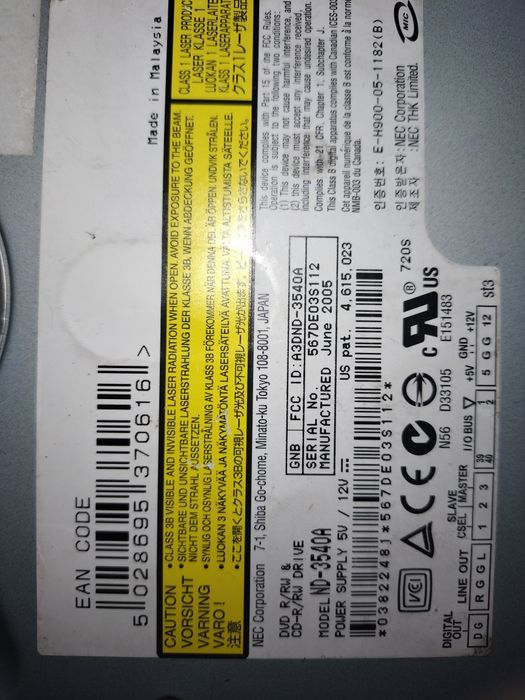 DVD RW da Marca Nec interno para Computadores