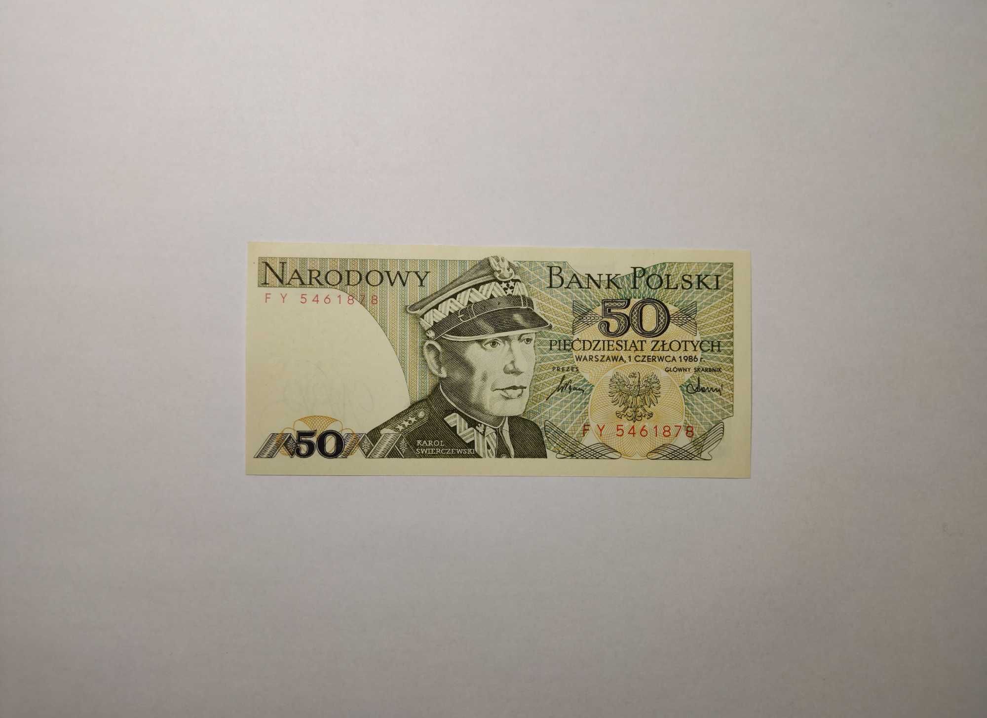 Banknot PRL / 50 zł / polski banknot 1986 r. / UNC