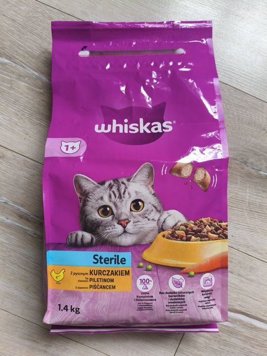 Zestaw dla kota whiskas suchy mokry, przekąski, patyczki