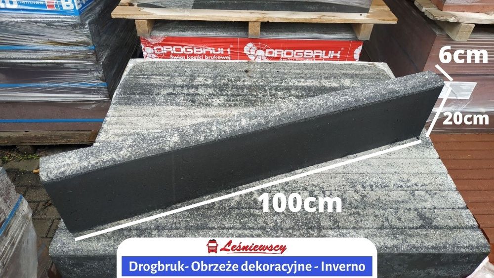 Obrzeże do kostki brukowej Drogbruk-Inverno DEKORACYJNE 6x20x100cm HIT