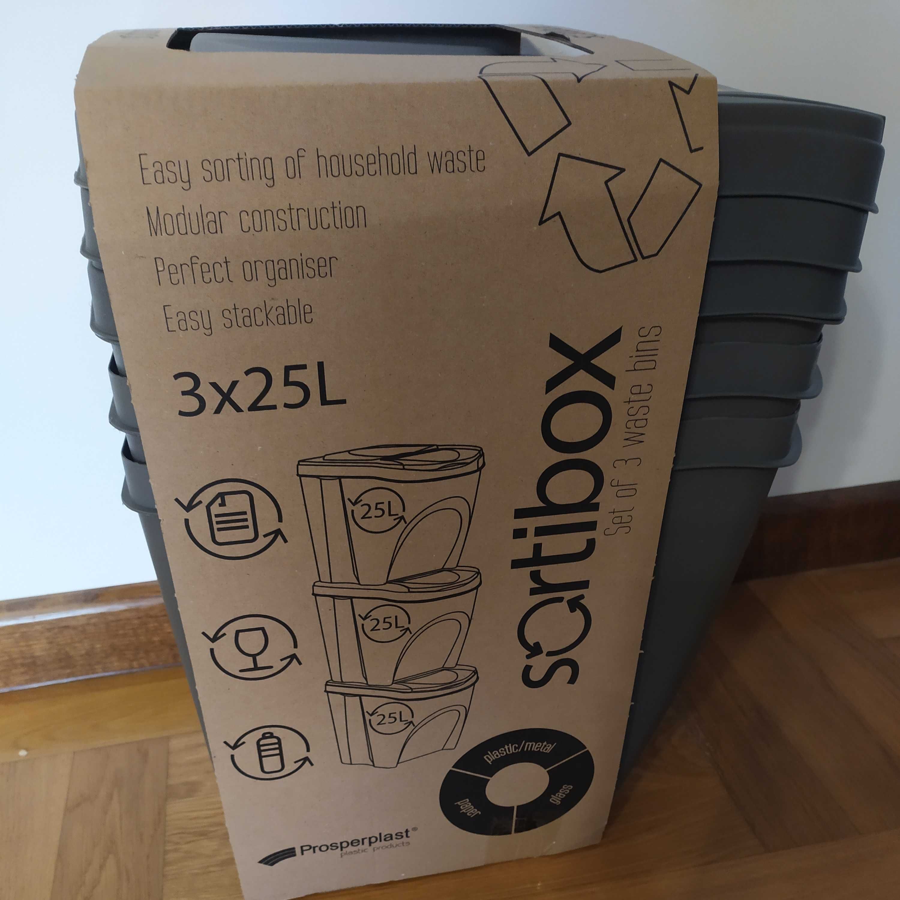 Kosze na śmieci SORTIBOX 3x25 l segregacja
