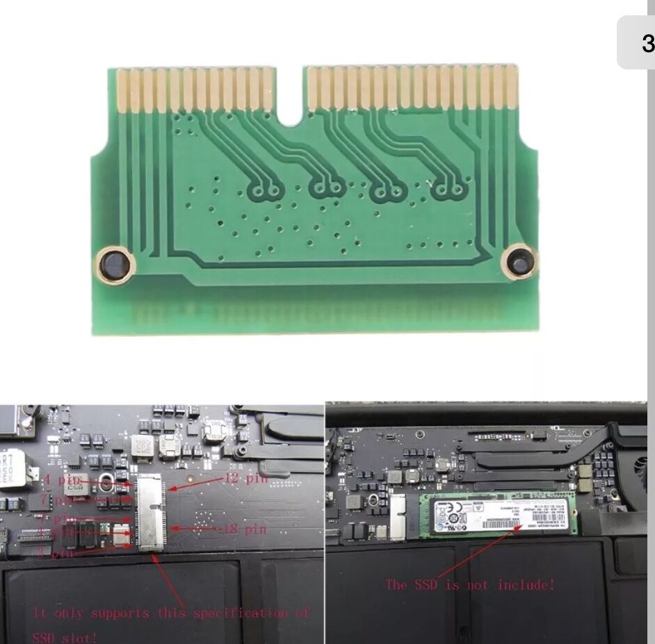 M2 M Key PCI to 12+16Pin AHCI SSD Adaptador